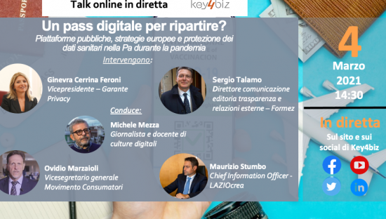 Un pass digitale per ripartire? Oggi ore 14:30 il talk di Key4biz con la vicepresidente Garante Privacy