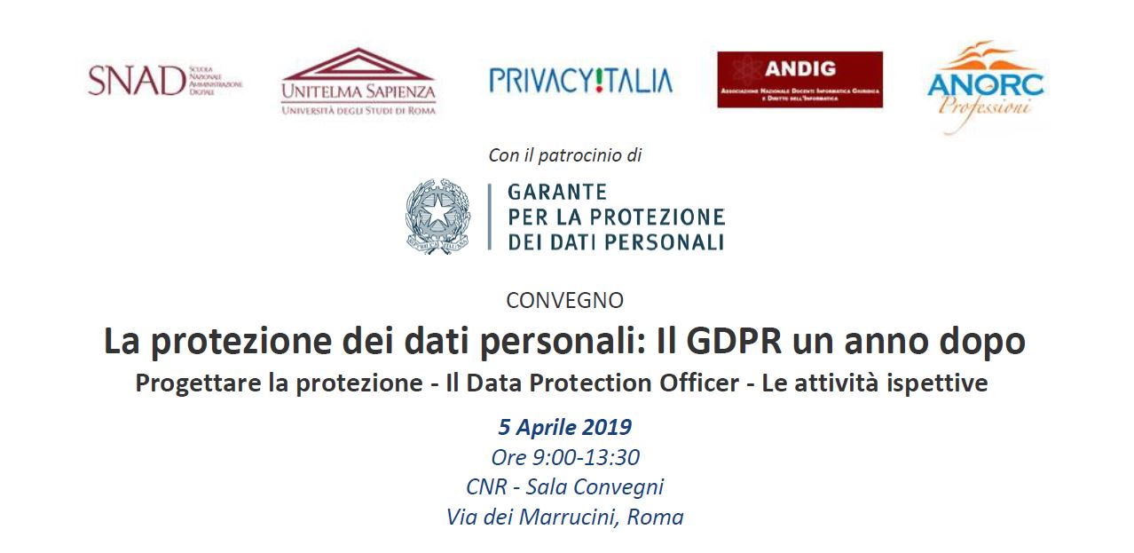 Convegno GDPR 5 aprile 2019